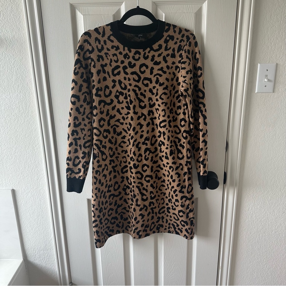 J. Crew Black and Tan Leopard Print Sweater small